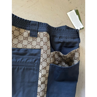 New $1980 Gucci Men Canvas/Cotton GG Print Drawstring Pants DK Gray 34 US/50 Eu