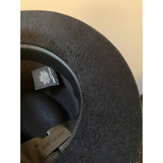 NWT $995 Saint Laurent Men Shaggy Felt Fedora Hat Black Size S Italy