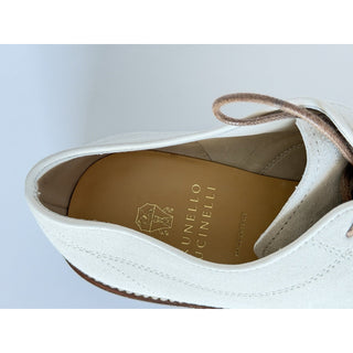 Brunello Cucinelli Men’s Suede Derby Shoes Cream 10 US (43 Euro) Italy NIB $1395