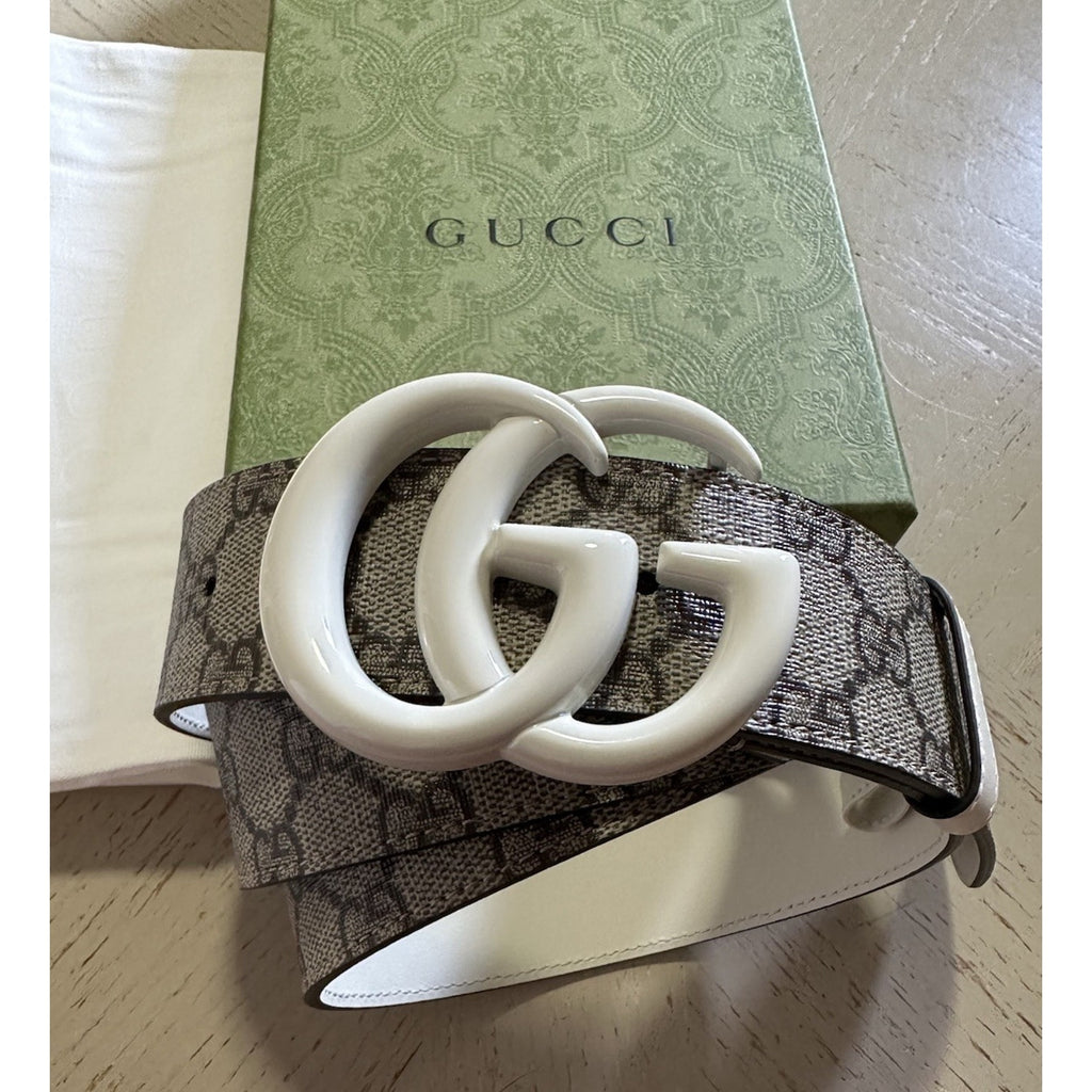 Gucci Women Leather GG Belt Brown/Beige Size 110/44 NWT 400593