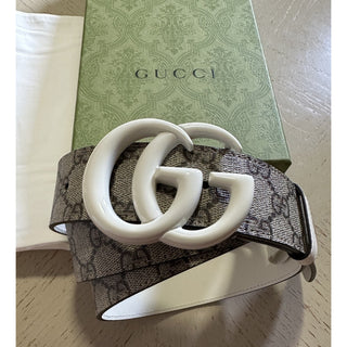 Gucci Women Leather GG Belt Brown/Beige Size 110/44 NWT 400593