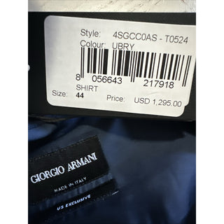 Giorgio Armani Men Dress Shirt Navy Size 44/17.5 New $1295 Italy
