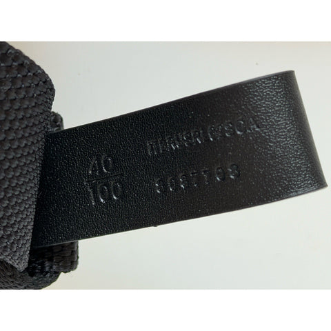 Burberry Silver Metal Buckle Shield Webbing Black Belt 100/40 8087708 NWT $490