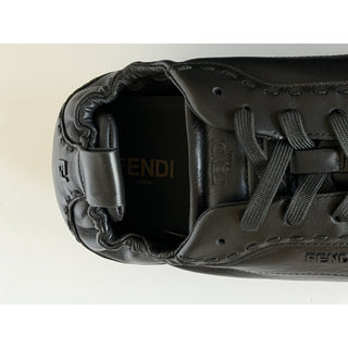 Fendi Fit Leather Low Top Sneakers Black Men 10 US (9 Fendi) IT 7E1799 NIB $950