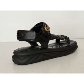 Gucci GG Quilted Open Toe Women’s Black Leather Sandals 10 US (40 Eu) 776936 NIB