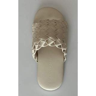 NIB $1150 Bottega Veneta Men's Intrecciato Leather Sandals White 9 US 620298 IT