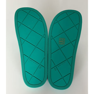 NIB $420 Bottega Veneta Womens Matt Rubber Green Slides Sandals 10 (40) 640051