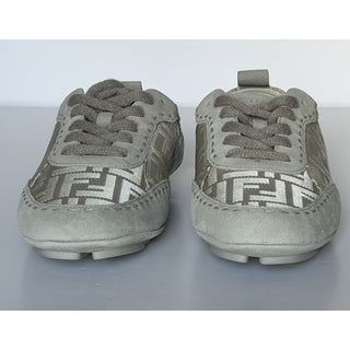 Fendi Fit FF Jacquard Suede Sneakers Grey Men 10 US (9 Fendi) IT 7E1842 NIB $950