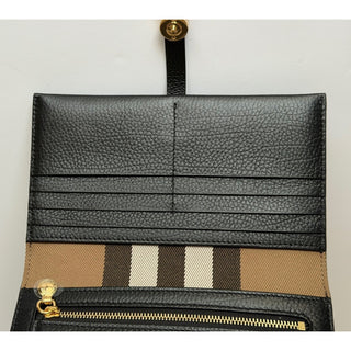 Burberry Ellie Bifold Black Long Leather Wallet 8113146 Made in Italy NWT $925