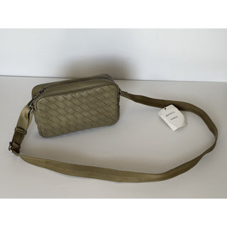 Bottega Veneta Intrecciato Leather Crossbody Bag Taupe 710048 Italy NWT $2500