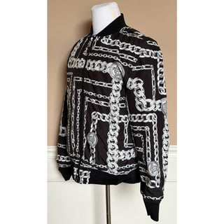 Versace Reversible Chain Print Bomber Jacket Black/Grey 42 US (52) 1012269 NWT