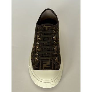 Fendi Domino FF Jacquard Sneakers Brown Men 12 US (11 Fendi) IT 7E1553 NIB $770