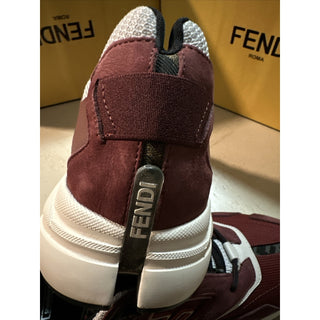 NIB $1100 Fendi Men FF Logo Athletic Sneakers Burgundy 13 US/12 UK