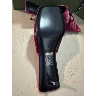 Gucci Women’s Velvet GG Print Sandal Shoes Burgundy 6 US/36 Eu New $900 764182
