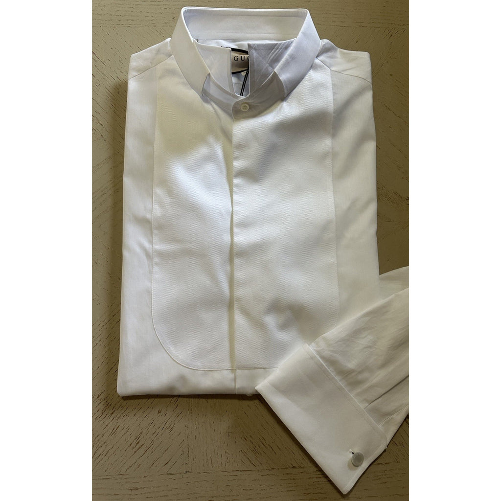 New Gucci Men’s Tuxedo Dress Shirt White 45/17 3/4 Italy
