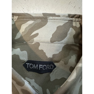 New $1170 TOM FORD Men Button Down Shirt Color Military Size 43/17