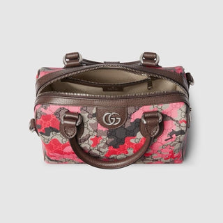 Gucci GG Small Boston Duffle Bag Pink/Red/Brown Camo Shoulder Bag 854860 NWT