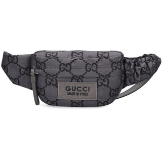 Gucci Maxi GG Logo Gray/Black Nylon Belt Bag 767934 IT NWOT
