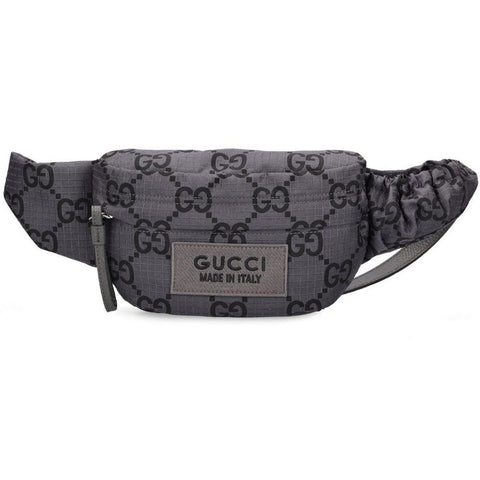 Gucci Maxi GG Logo Gray/Black Nylon Belt Bag 767934 IT NWOT