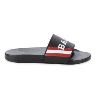 NIB $195 Bally Men's Slide Rubber Black Simon Logo Sandals 11 US 6234034