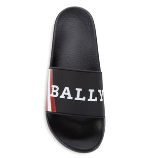 NIB $195 Bally Men's Slide Rubber Black Simon Logo Sandals 11 US 6234034