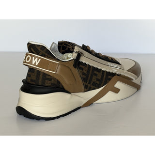 Fendi Flow FF Logo Sneakers Brown/Beige Men 12 US (11 Fendi) 7E1392 NIB $995