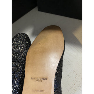 NIB $1095 Saint Laurent Men Glitter Midnight Leather Shoes Black/Gold 10.5 US/