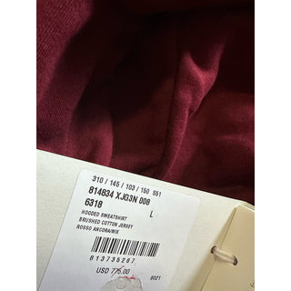 New $1550 Gucci Men Brushed Cotton Jersey Hooded Sweatshirt Burgundy Size L