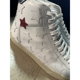 NIB Saint Laurent Mid-top Leather sneakers White 7 US/40 Eu 672906