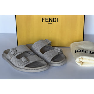 Fendi Men's FF Feel Slide Sandals Beige 8 US/7 UK IT 7X1604 NIB $1050