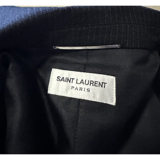 NWT $4470 Saint Laurent Men Wool Suit Black Striped 44 US/54 Eu Italy