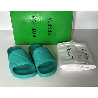 NIB $420 Bottega Veneta Womens Matt Rubber Green Slides Sandals 10 (40) 640051