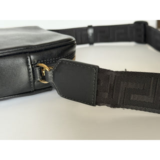 Versace Greek Key Avenue Black Vertical Crossbody Leather Bag 1020736 NWT $1350