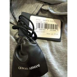 NWT $875 Giorgio Armani Mens Silk/Cotton Polo Shirt Gray 46 US/56 Eu ( XXL )