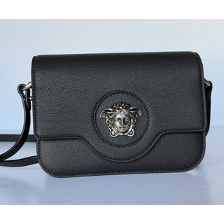 Versace Gold Medusa Head Leather Black Small Shoulder Bag 1008100 NWT $1750