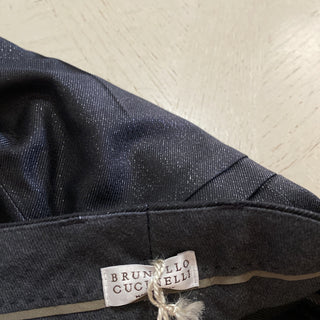 New $1995 Brunello Cucinelli Women Glitter Wool-Blend Crop Pants Black 38/2