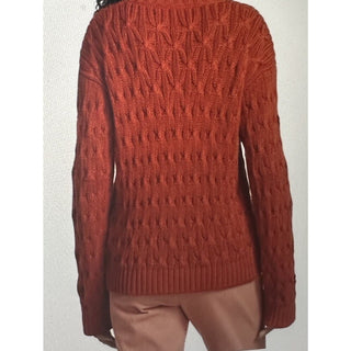 Loro Piana Women Valencia Cabled Cotton Sweater Orange Size XL Italy New $3350