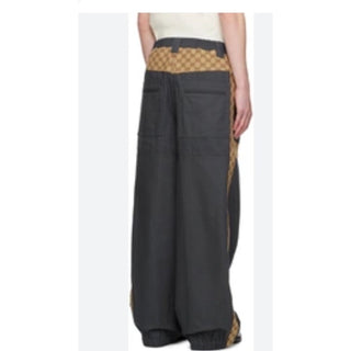 New $1980 Gucci Men Canvas/Cotton GG Print Drawstring Pants DK Gray 34 US/50 Eu