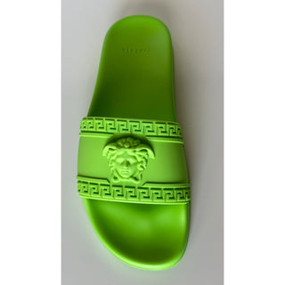 NIB Versace Medusa Head Slides Sandals Neon Green 9 US (42 Euro) DSU5883 Italy