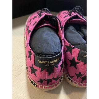 NIB Saint Laurent Women Star Print Espadrille Shoes Red/Black 9.5 US/39.5 Eu