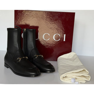 Gucci Women's Leather Horsebit Black Ankle Boots 9 US (39 Euro) IT 831013 NIB