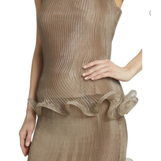 New $2385 GIVENCHY Flared Hem Organza Top Color: PALE GOLDEN One Size Italy