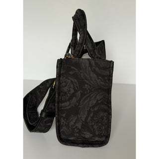 Versace Small Tote Embroidery Jacquard Barocco Black Bag 1011564 IT NWT $1595
