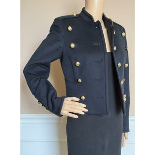 Burberry London Military Jacket Navy Wool Cashmere Gold Buttons 4 US (IT 38)