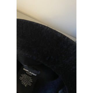 NWT $995 Saint Laurent Men Shaggy Felt Fedora Hat Black Size S Italy