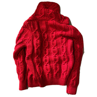 NWT $1190 Saint Laurent Men Coble-Knit Hooded Cardigan Sweater Red S Italy