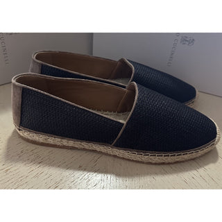 NIB Brunello Cucinelli Men Raffia Espadrille Loafers Shoes Black 12 US/45 EU