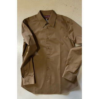 New $950 Gucci Men Teilored Dress Shirt Color Classic Biscuit 41/16