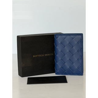 Bottega Veneta Intrecciato Leather Cassette Flap Card Case Blue 749417 NWT $520
