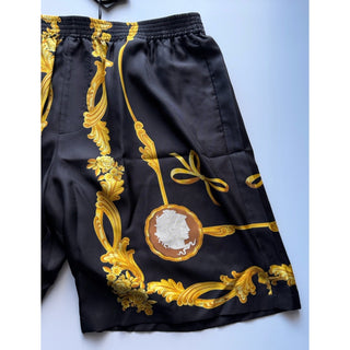 Versace Medusa Cameo Silk Shorts Black Gold Men IT 38 US 54 Eu 1002476 NWT $1295